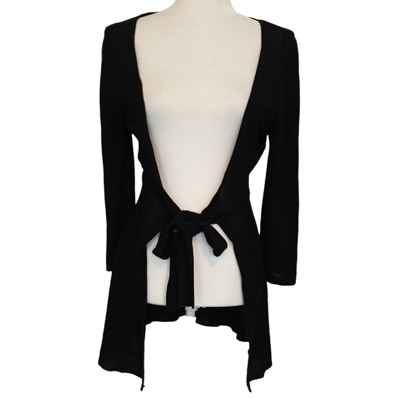 CAbi Sweaters - Cabi 286 Black Tie Front 3/4 Sleeve Cardigan Classic Layering Office Rare